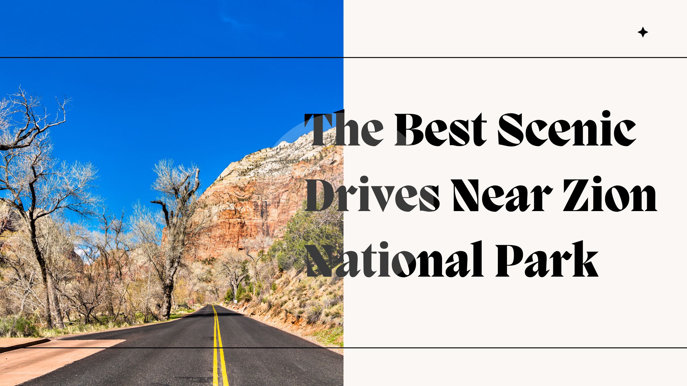 Scenic drive near Zion National Park with clear blue sky